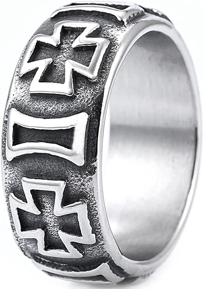 Jude Jewelers 8mm Stainless Steel Crusader Cross Retro Vintage Wedding Band Ring