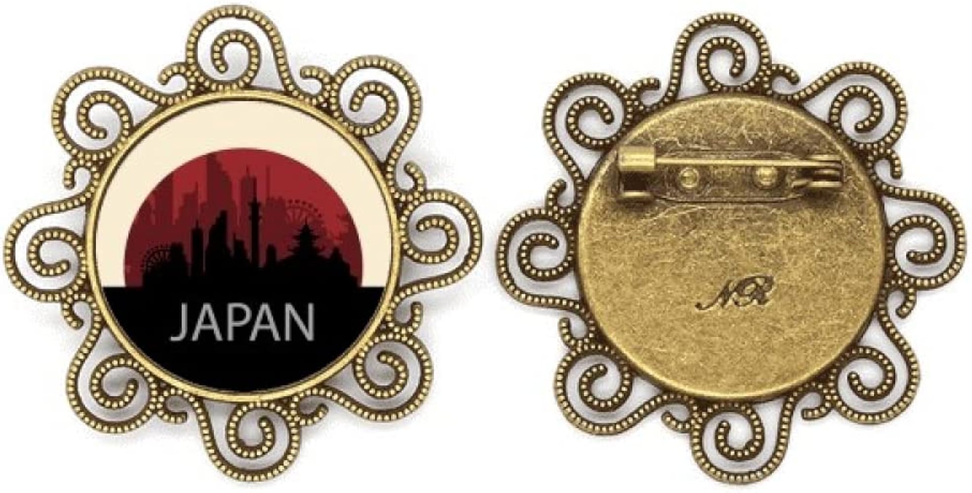 architecture landmark outline japan flower brooch pins jewelry for girls