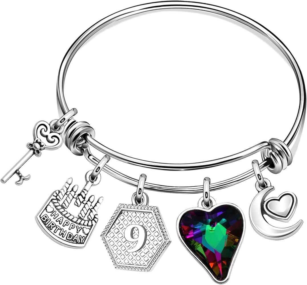 Birthday Bracelets Charm Bracelets Bangles for Women Girls Birthday Jewelry Silver Bracelets Crystal Heart Butterfly Moon Charm Bracelets for Women Girls Happy Birthday Gifts Presents