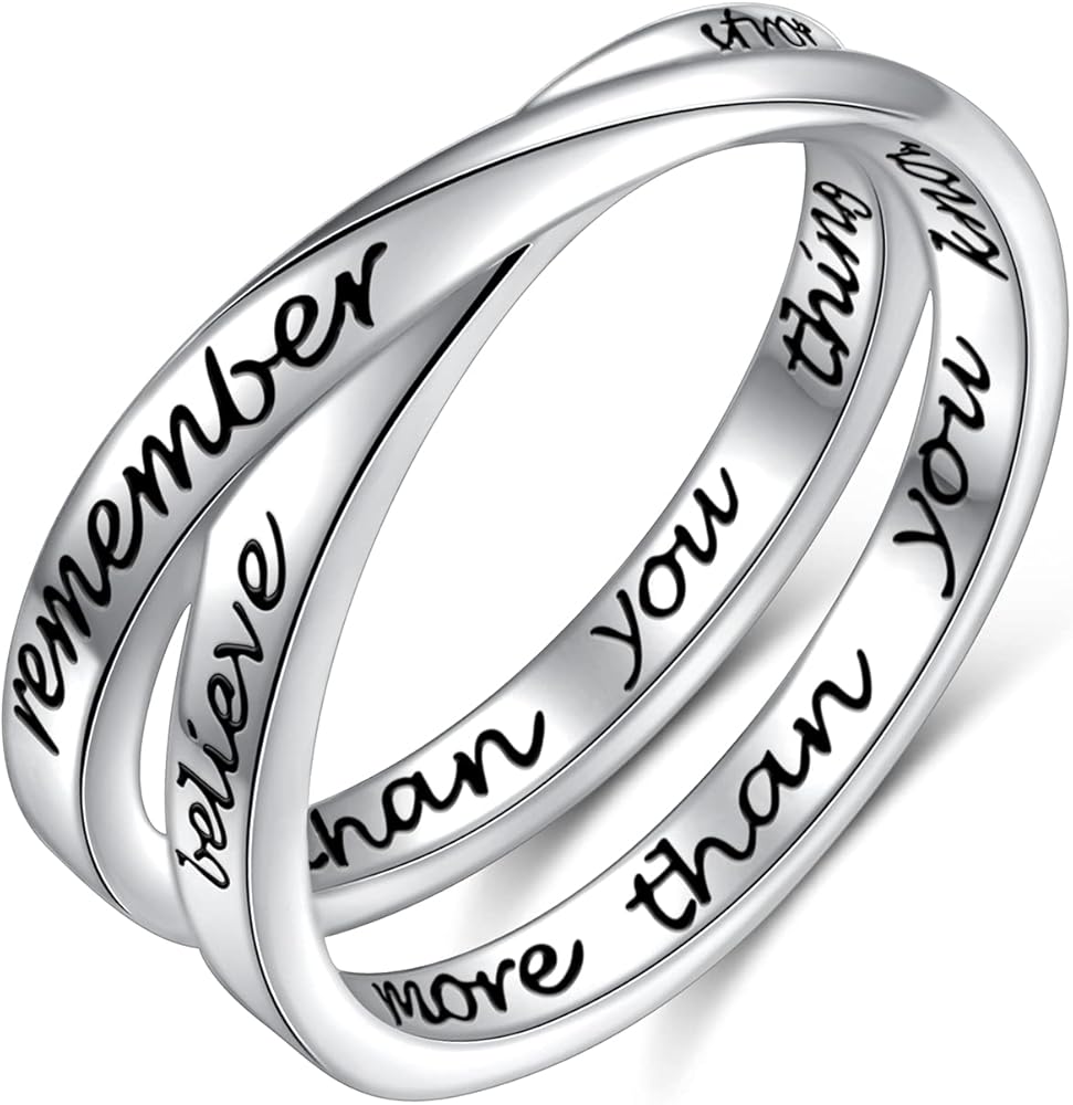 925 Sterling Silver Inspirational Ring I am Enough Rings/God Grant Me The Serenity for Women Girls Size 6-9