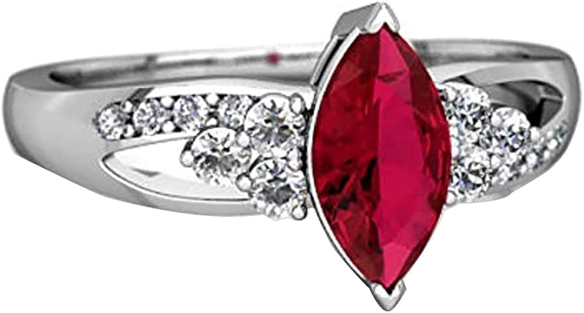 Marquise Cut Ruby Antique Style Engagement Ring For Womens & Girls 14k Gold Plated 925 Sterling Silver.