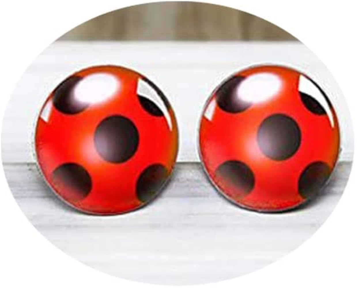 Ladybug Earrings Clip on Earrings,Ladybug Cosplay,Silver Ear Cuff Black Spot Red Charm Earrings,Ladybug Earrings for Girl Cosplay Jewellery