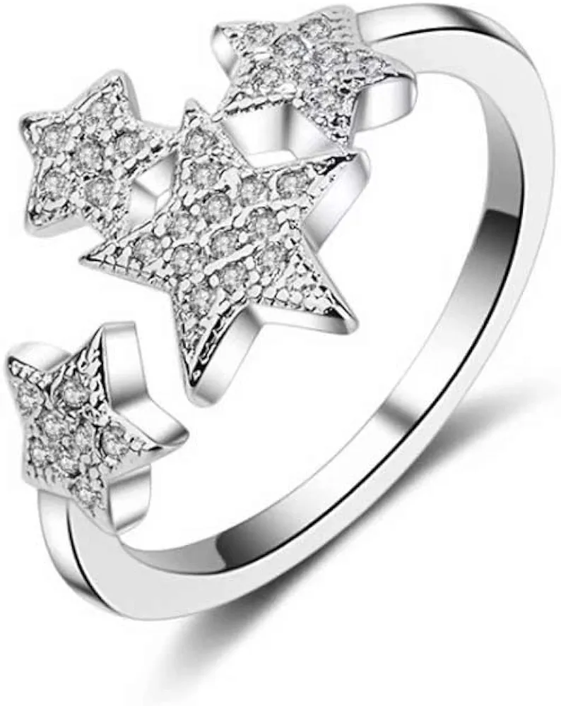 Simple Women Star Moon Open Finger Ring Gift for Girl