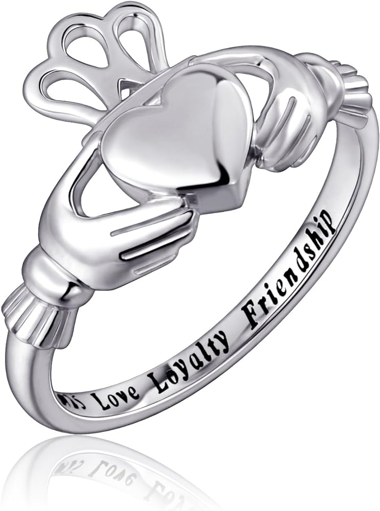 S925 Sterling Silver Love Loyalty Friendship Irish Ladies Claddagh Ring for Women