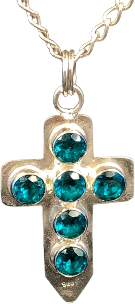 Natural Apatite Gemstone 925 Sterling Silver Handmade Designer Cross Pendant 1.80" Long Gemstone Jewelry Cross Pendant For Christmas, New Year Gift Unisex Pendant Jesus Pendant