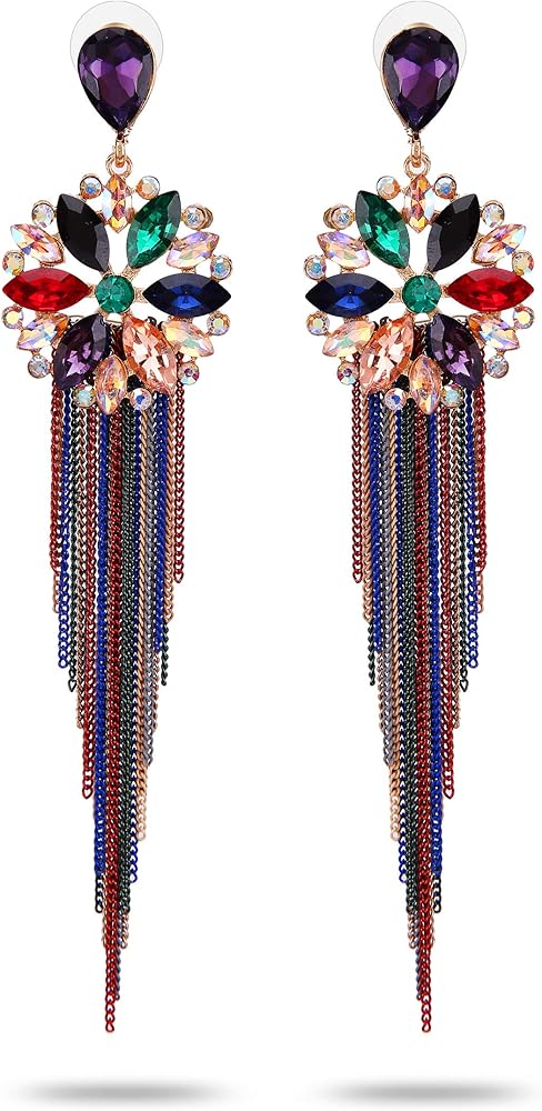 Jewellery Earrings for women Crystal Tassel Handmade Earrings for Girls and Women, One Size, Crystal, No Gemstone