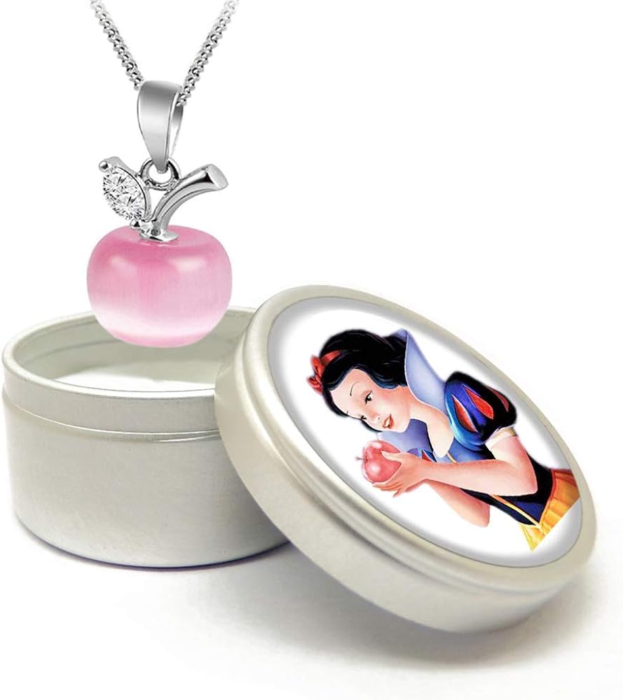 Unicraft Snow White Necklace for Girls Necklace Ages 4-6 6-8 Years Old Apple Snow White Jewelry Custome Accessories Necklace for Daughter Dad Mom Birthday Valentines Day Christmas Gift