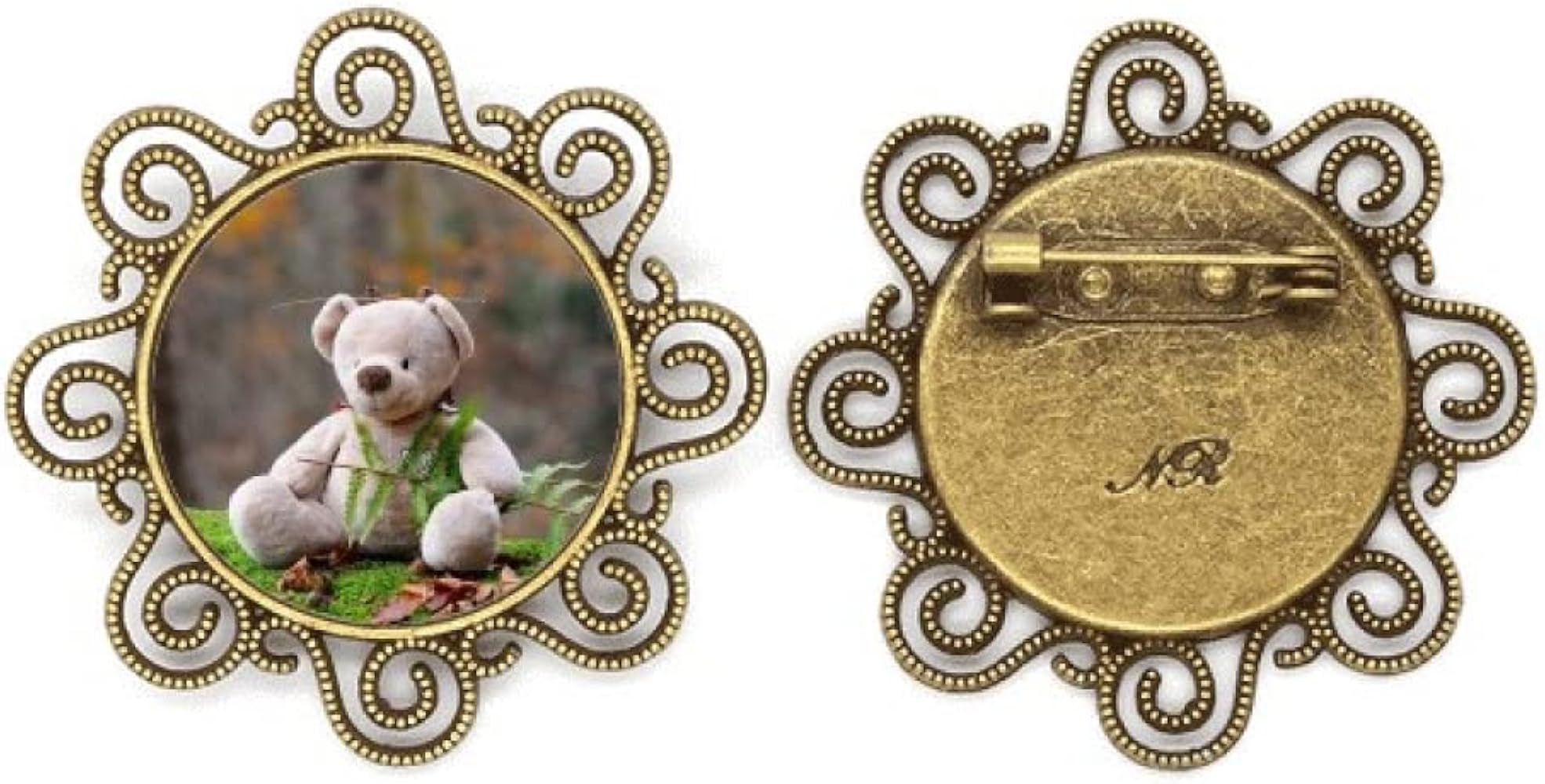 bear forestry science nature flower brooch pins jewelry for girls