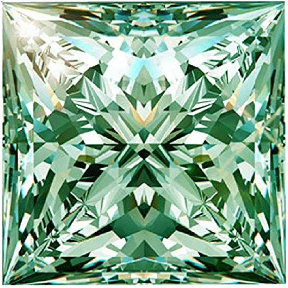 Loose Moissanite 1 Carat, Green Diamond, VVS1 Clarity, Princess Cut Brilliant Gemstone for Making Engagement/Wedding/Rings/Jewelry/Pendant/Earrings/Necklaces Handmade Moissanite