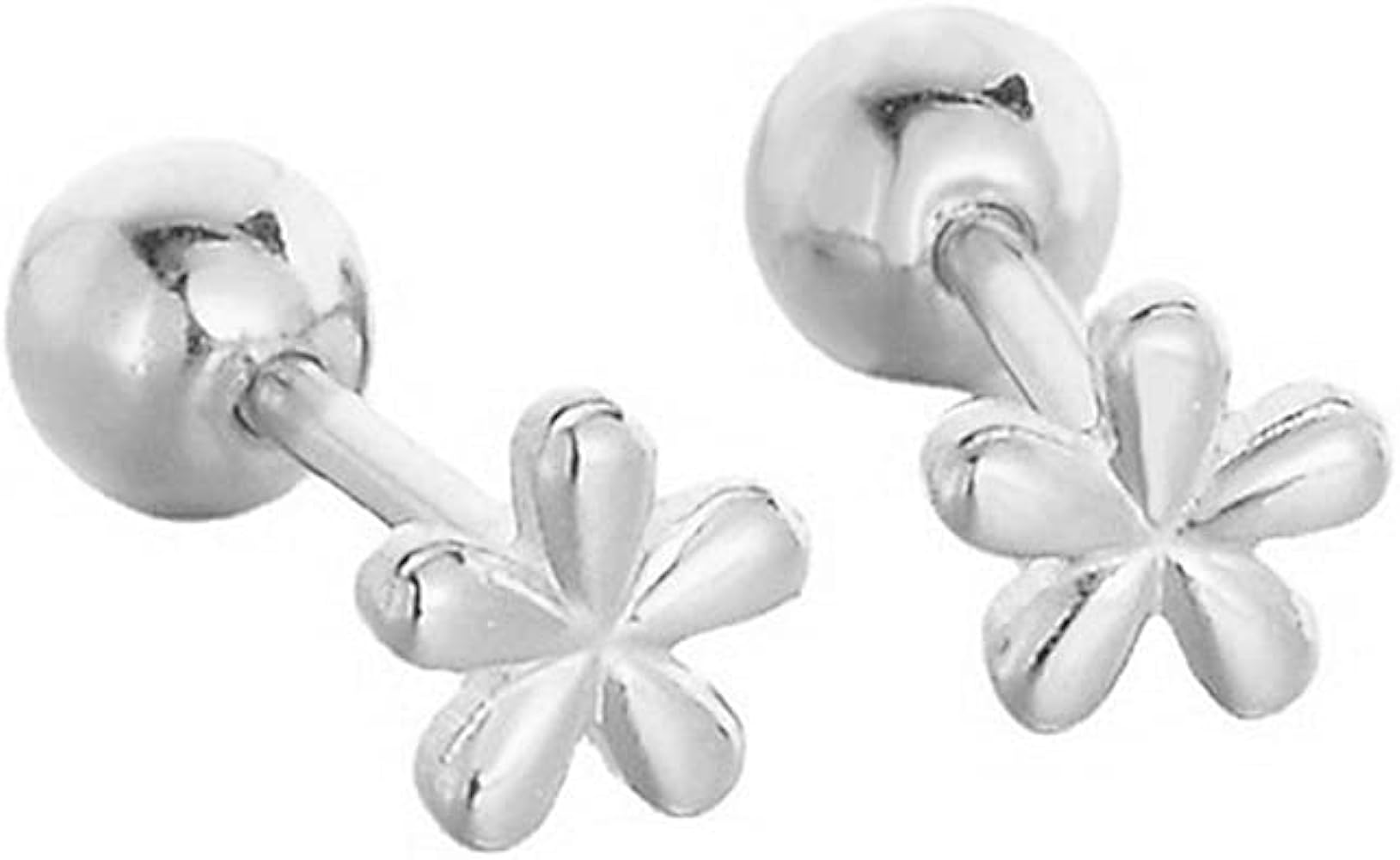 18G Tiny Flower Stud Cartilage Earrings for Women 925 Sterling Silver Mini Cute Daisy 3mm Ball Barbell Screw Back Studs Sleeper Tragus Post Minimalist Hypoallergenic Piercing Body Jewelry