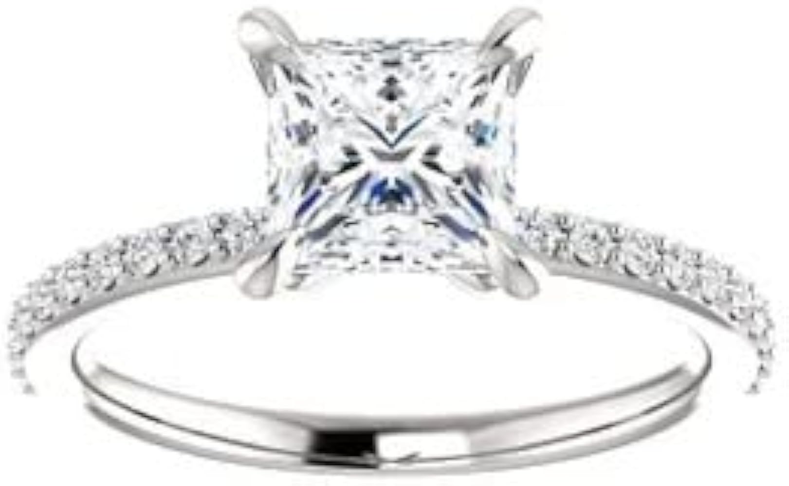 3.25 CT Princess Engagement Ring Wedding Eternity Band Vintage Solitaire Antique 4-Prong -Setting Setting Silver Jewelry Anniversary Promise Vintage Ring Gift for Her