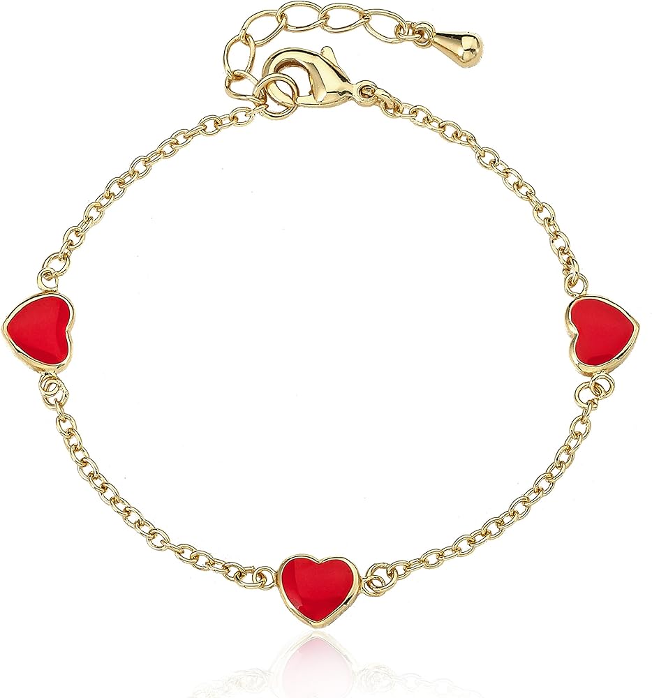 I LOVE My Jewels 14k Gold-Plated Multi Color Hearts Bracelet