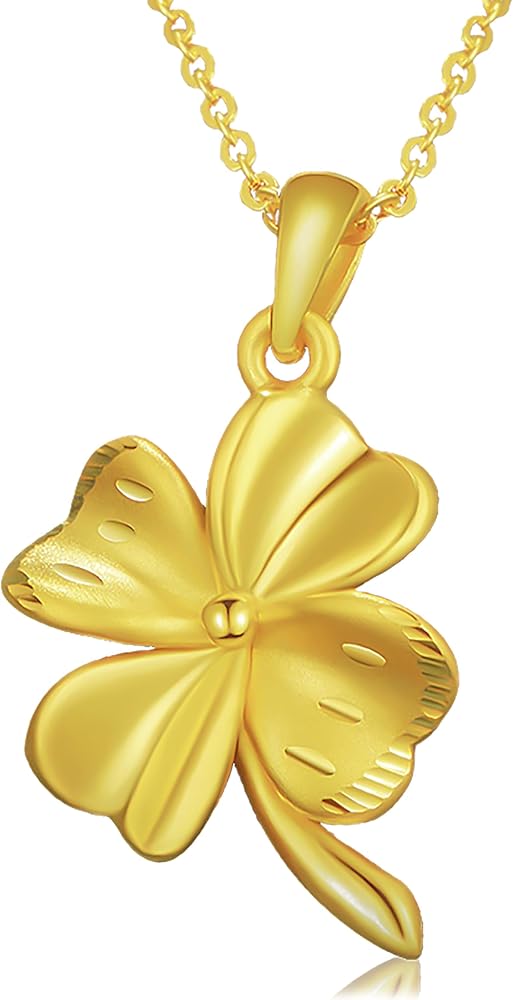 Gold Necklace for Women - 14K Solid Gold OverNecklaces for Women Lucky Clover Pendant Necklaces for Women Teen Girls Gold Layered Necklaces for Women Jewelry Gifts for Friends…