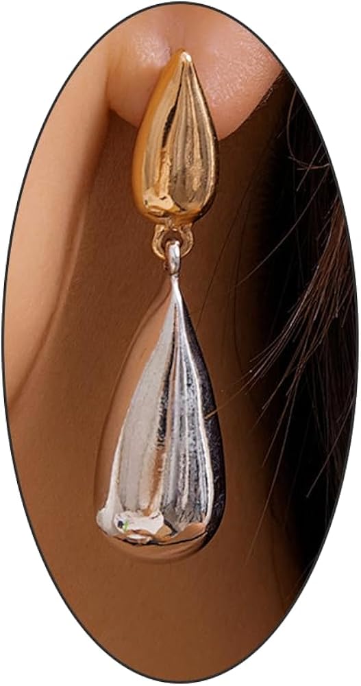 Chunky Long Waterdrop Statement Earrings for Women Teen Girls,Trendy Gold Sliver Teardrop Dangle Earrings Party Prom Thick Earrings Accessories Gifts