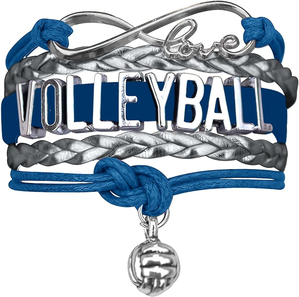 Volleyball Bracelets For Girls- Ideal Volleyball Gifts & Souvenirs. Adjustable Charm Bracelet with Moveable Letters, Infinity Symbol & Silver Volleyball Charm. Fashionable Bracelets by SportyBella.