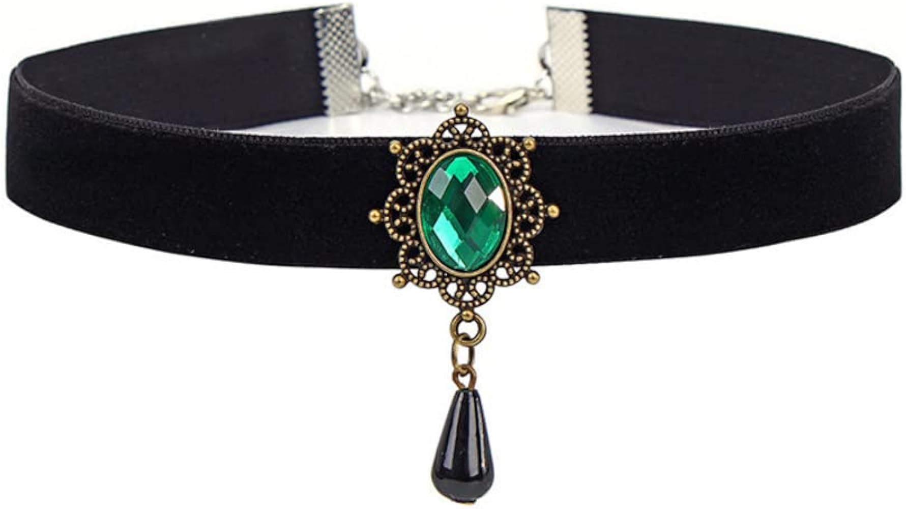 Vintage Black Velvet Choker Necklace for Women Girls Gothic Victorian Crystal Charms Adjustable Chain Necklaces Retro Boho Dress Accessories Punk 80s 90s Christmas Halloween Cosplay Party Jewelry