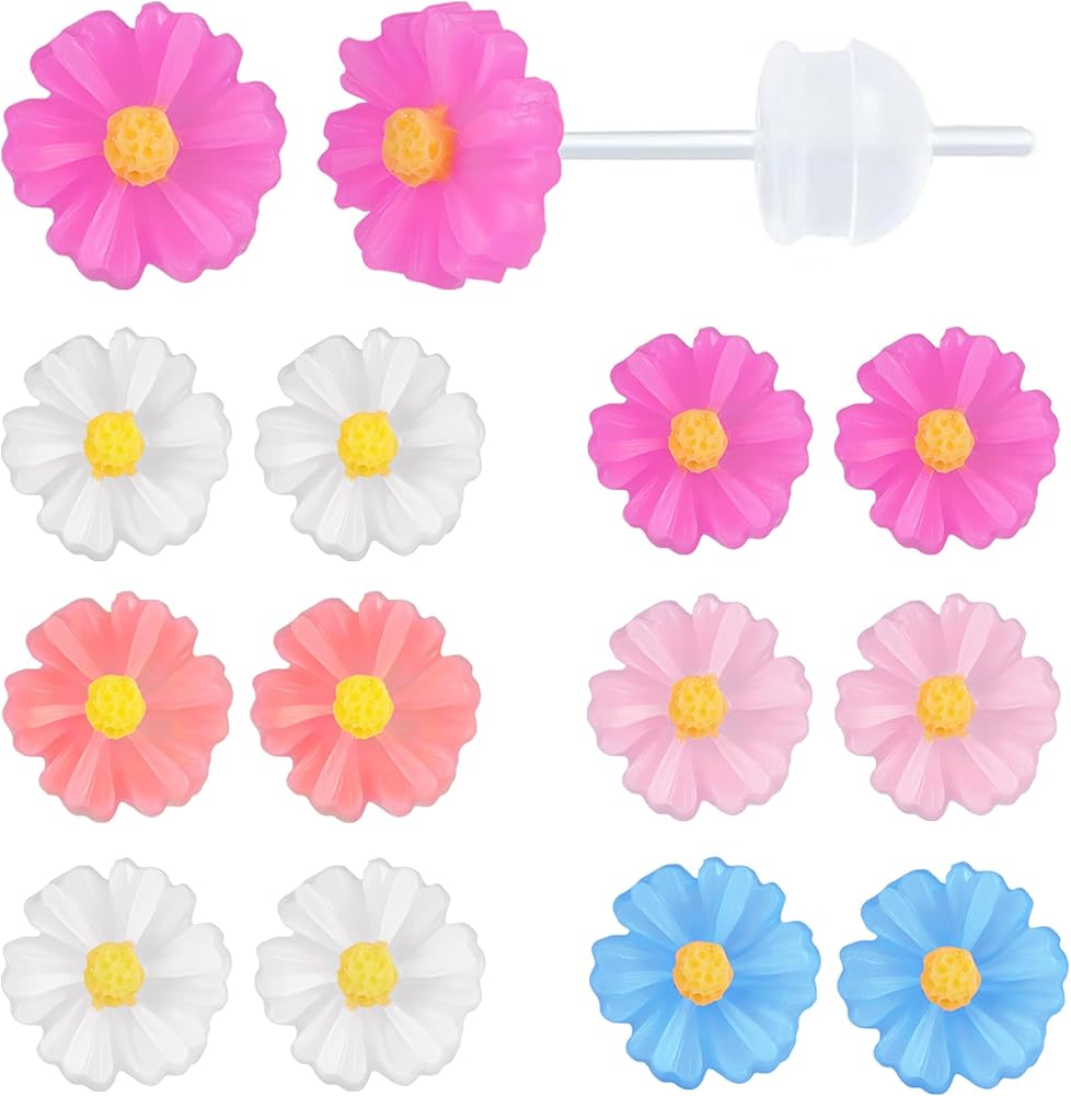 Plastic Earrings for Sensitive Ears Plastic Earrings for Girls Plastic Stud Earrings Flower Plastic Post Earrings for Women