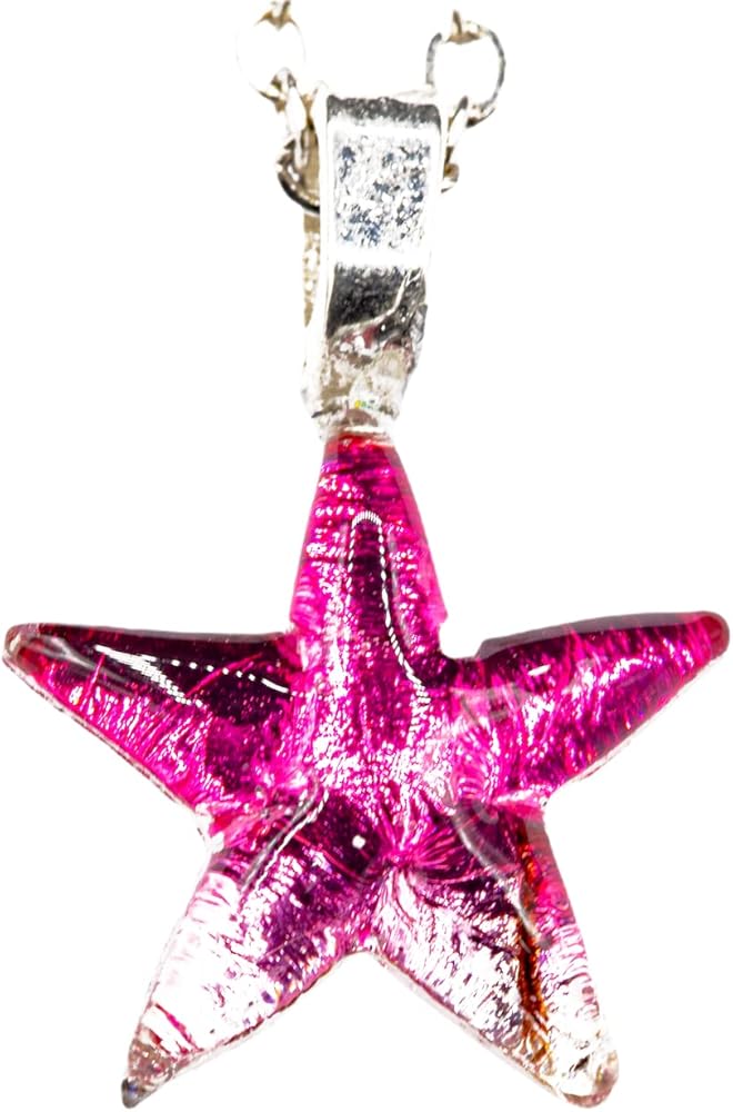 PINK STAR FISH NECKLACE HANDMADE GLASS BLOWN JEWELRY