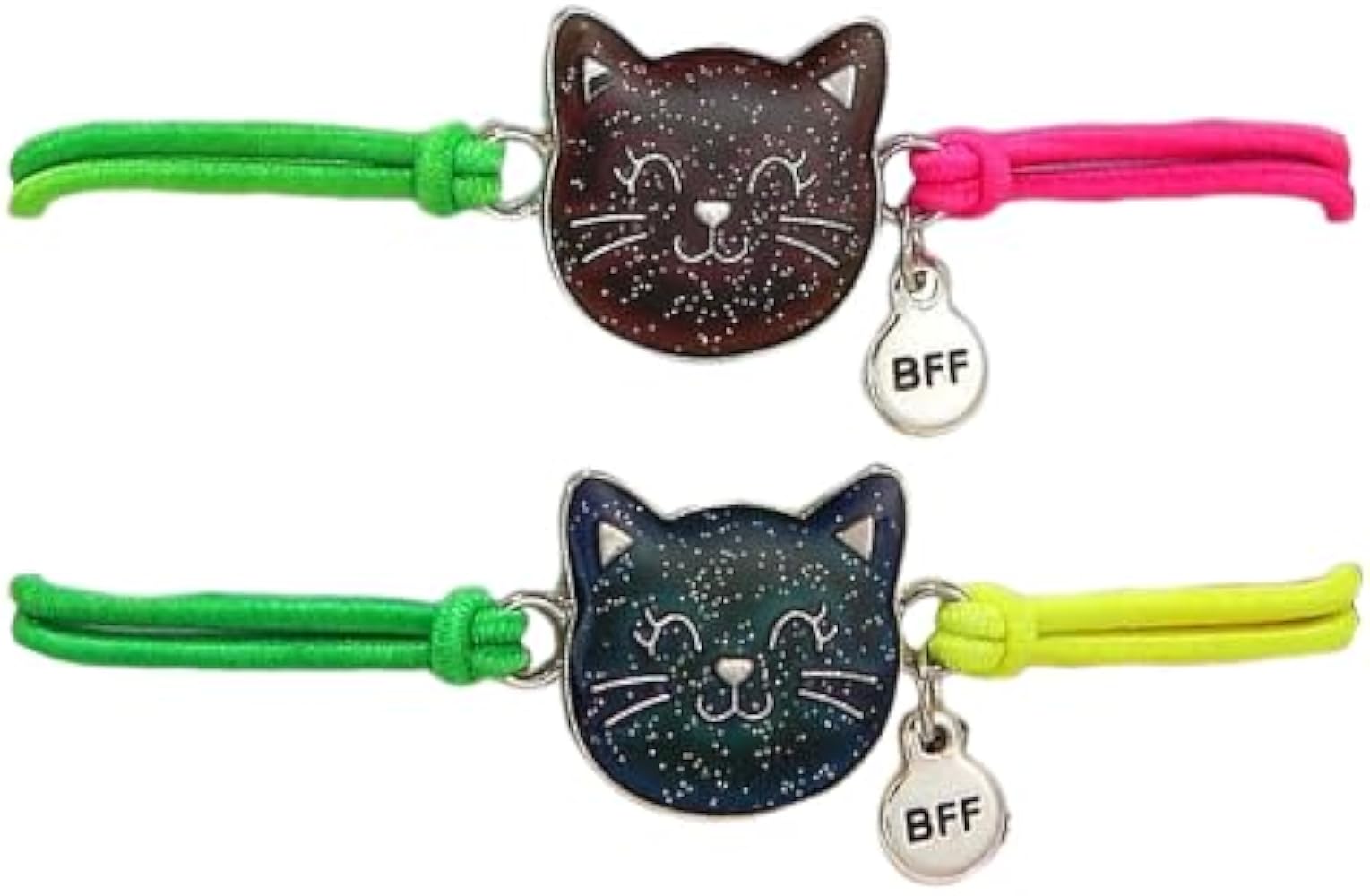 Caiyao 2pcs Cute Animal Color Changing Bracelet for Women Girls Cat Temperature Sensing Mood Bracelet with Card BFF Friendship Jewelry Birthday