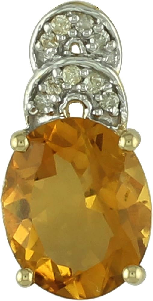 Carillon Stylish Citrine Natural Gemstone Oval Shape Pendant 10K, 14K, 18K Yellow Gold Jewelry