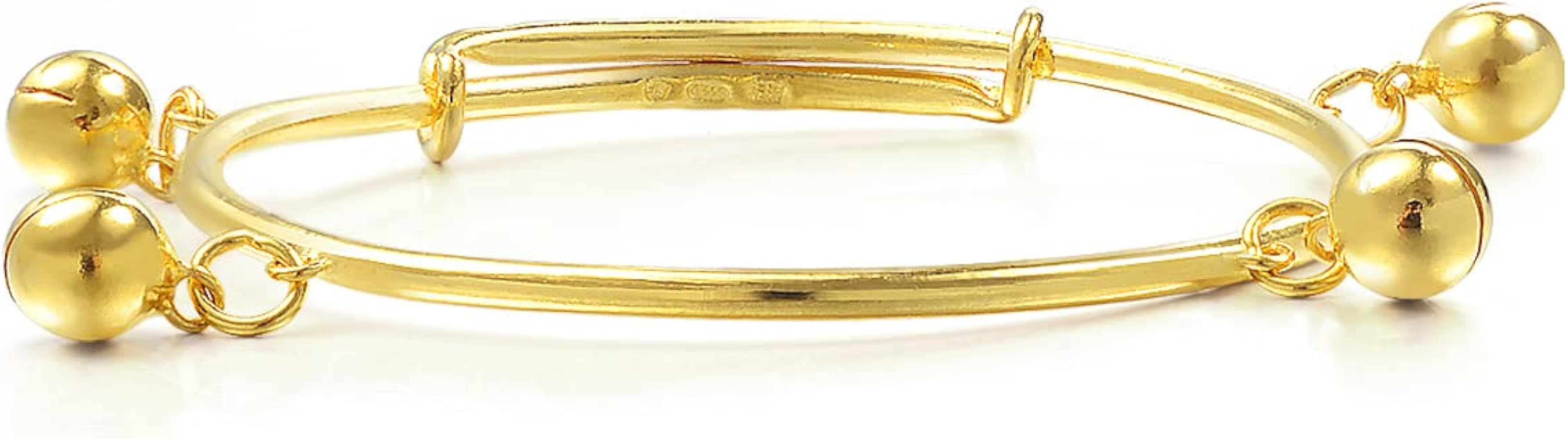 CHOW SANG SANG 999.9 24K Gold Price-by-Weight 7.48g Gold Tiny Size Gifting Adjustable Bangle with Bells for Girls and Boys 09220K