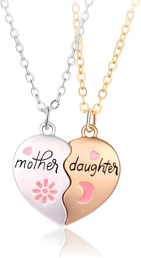 Mother Daughter Necklace Magnetic Matching Heart Mother Daughter Son Mom Necklace Gifts for Women Girls Boys