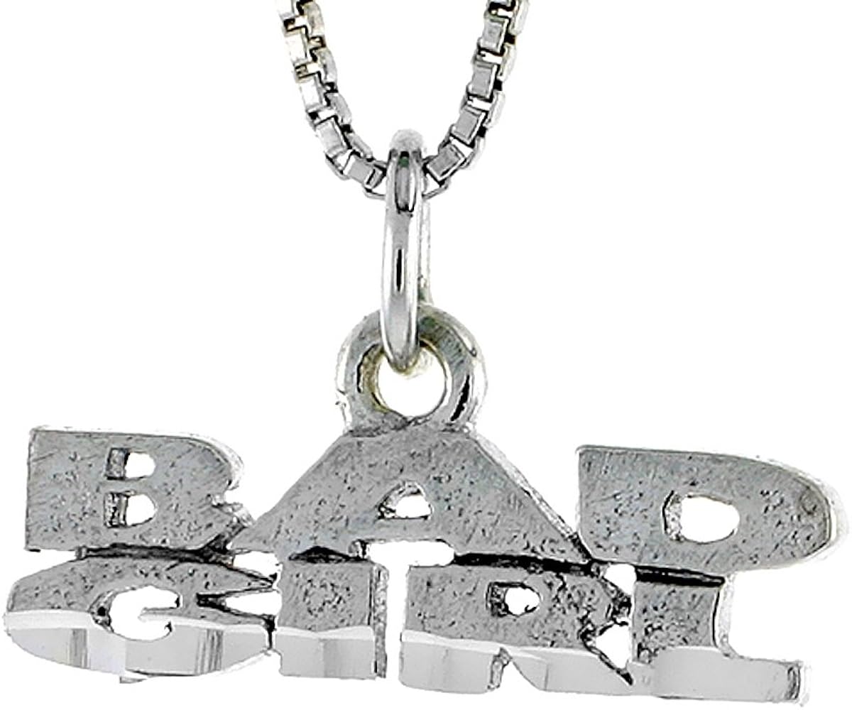 Sterling Silver BAD GIRL Word Necklace on an 18 inch Box Chain