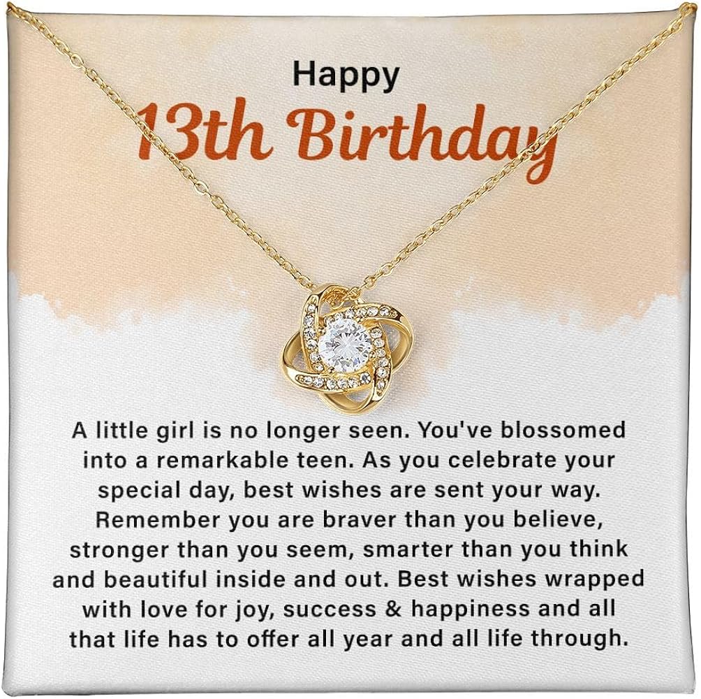 13th Birthday Necklace, Happy 13th Birthday Necklace For Teen Girl, 13 Yr Old Girls Bday Necklace With Meaningful Message Card & Gift Box Unique Gift Necklace For Birthday, Anniversary.