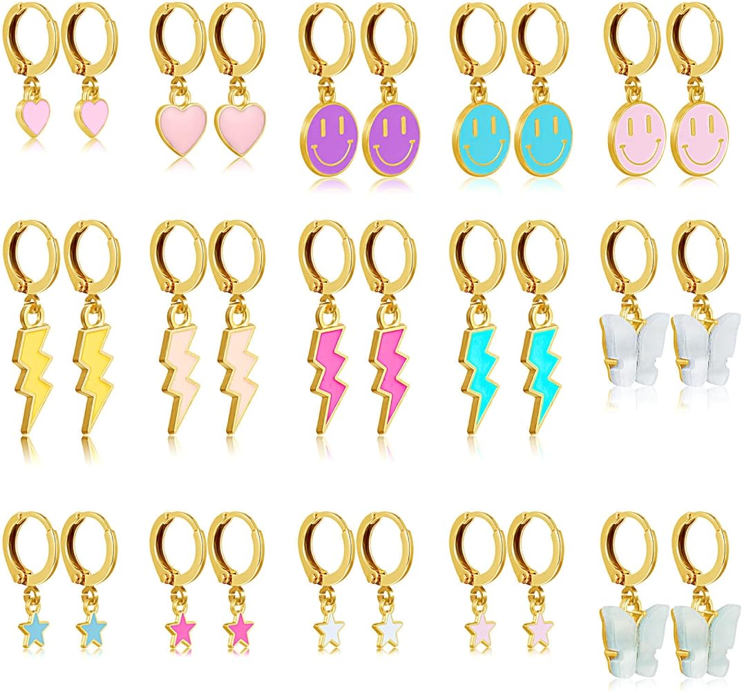 15 Pairs Preppy Earrings Preppy stuff, Preppy Jewelry for Teen Girls Trendy Stuff, Hypoallergenic Earrings Aesthetic Jewelry, Preppy Things