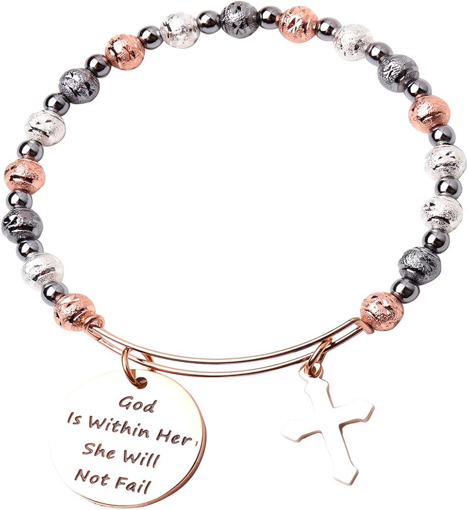 Christian Gift Religious Jewelry God is Within Her She Will Not Fall Bible Verse Bracelet Gift for Womens,Girls¡­