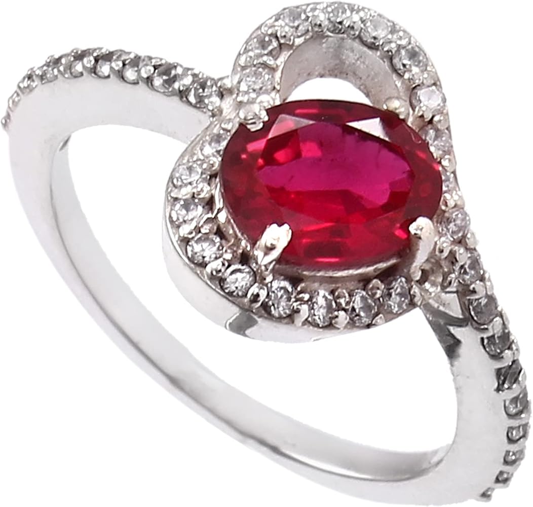 Beautifull Love Heart Ring Red Ruby Cubic Zircon CZ 925 Sterling Silver Ring Wedding Bridal Couple Gift Ring Gemstone Silver Jewelry