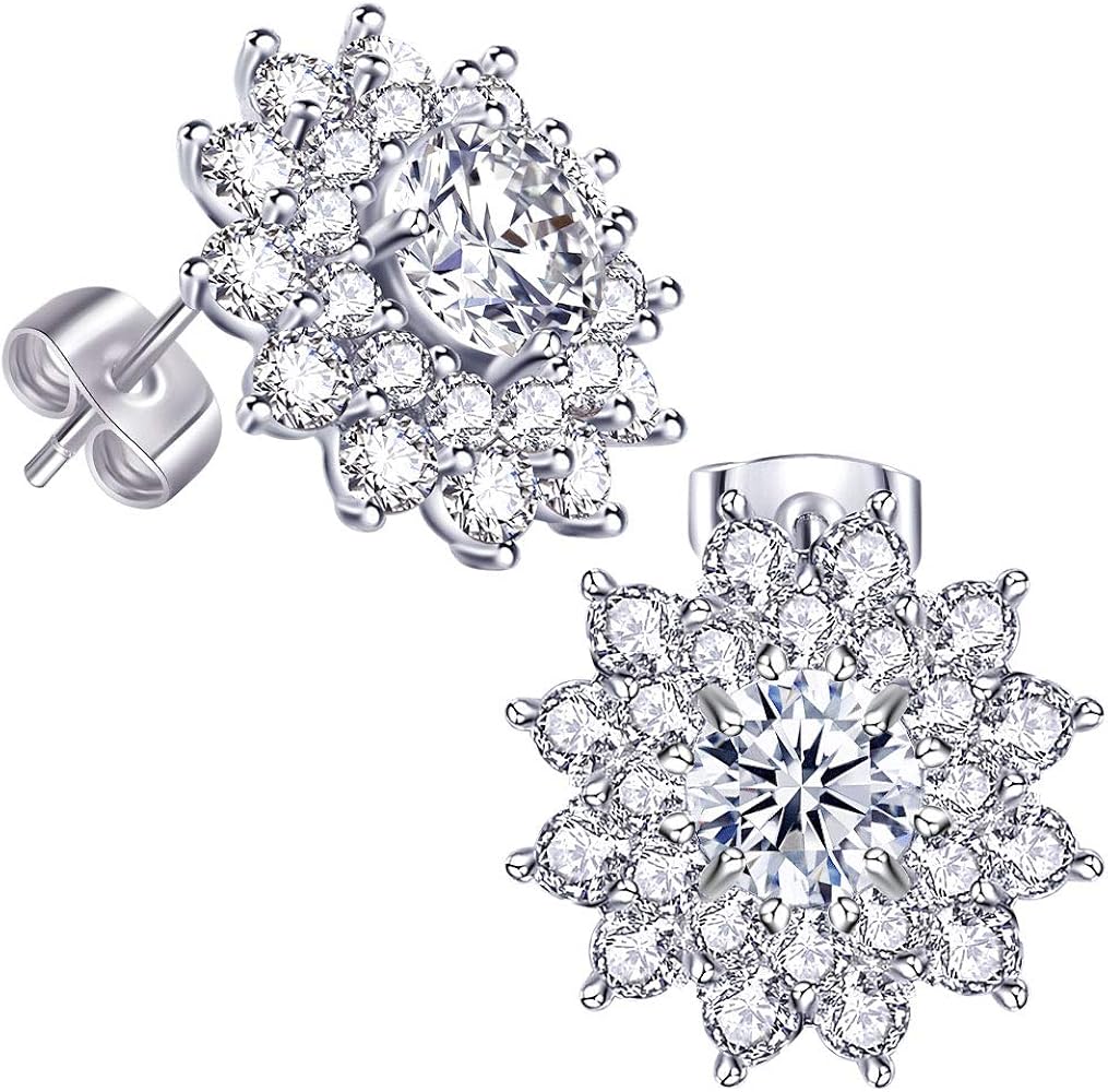 Earring Studs for Women/Girl, Stud Earrings for Women, Girl with Hypoallergenic Cubic Zirconia & White Gold Plating