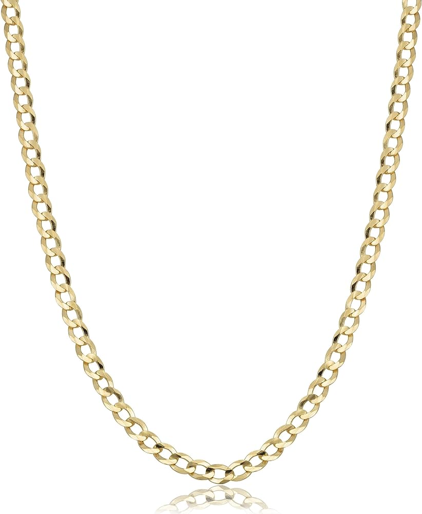 Verona Jewelers 10K Gold Unisex 2.2mm Italian Cuban Curb Link Chain Necklace- 10K Necklaces, 10 Karat Gold Chain, 16" 18" 20" 22" 24" 26" 28" 30"