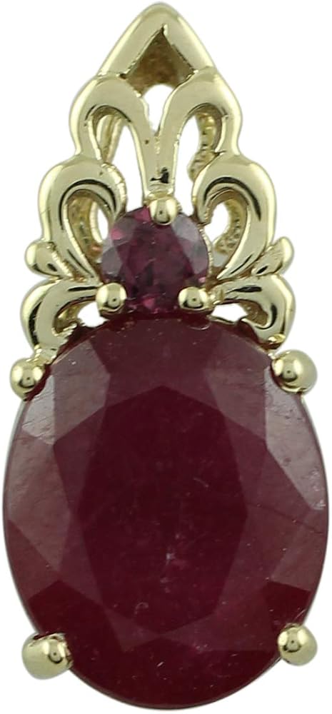 Carillon Ruby Gf Natural Gemstone Oval Shape Pendant 10K, 14K, 18K Yellow Gold Uniqe Jewelry