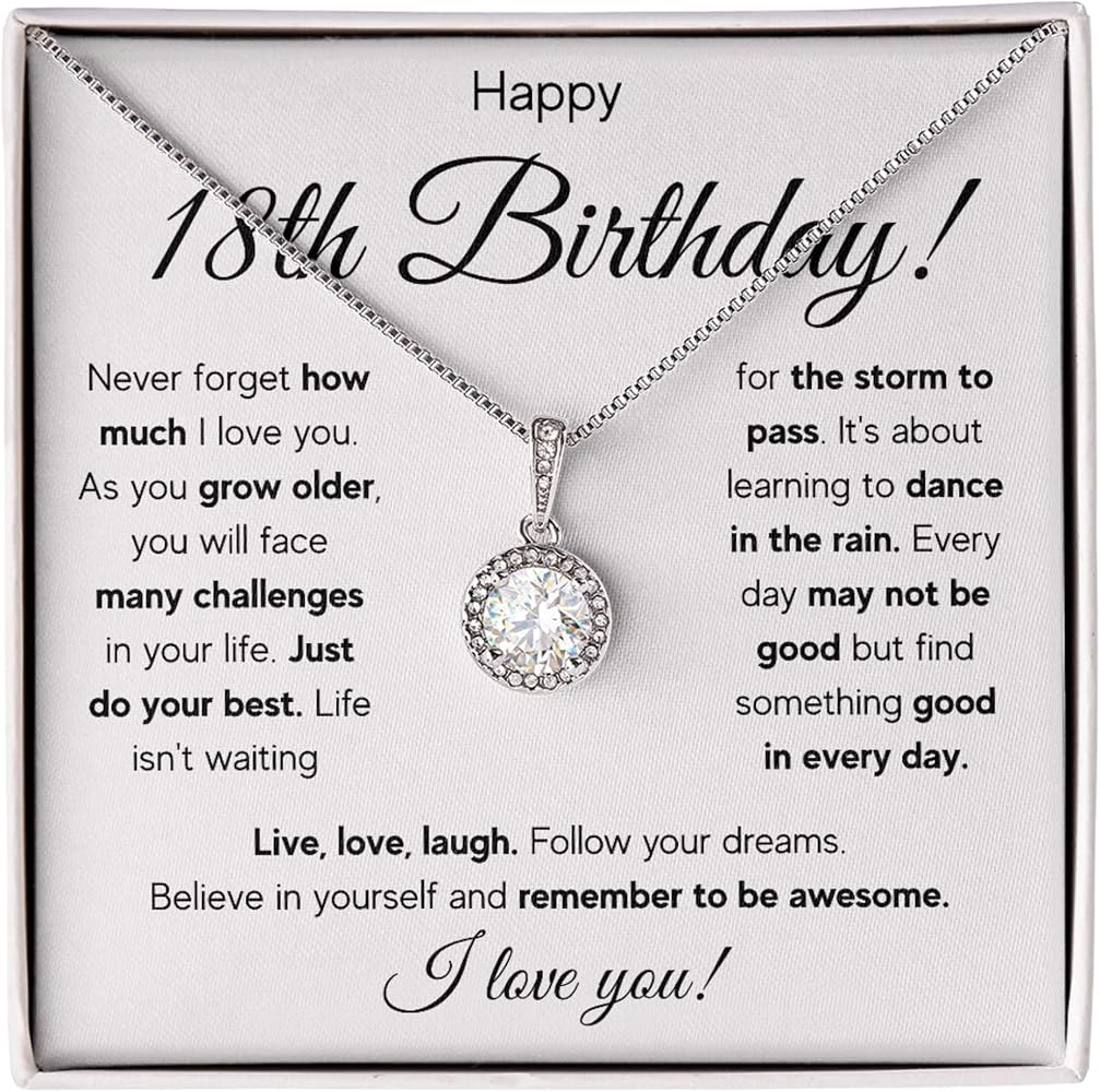 FG Family Gift Mall 18th Birthday Gifts For 18 Year Old Girl Birthday Gift Ideas For Her Happy 18th Birthday Card Best Top Jewelry Gifts For Girls With Message Card and Gift Box