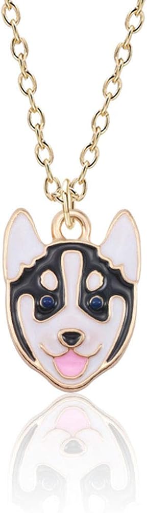 Cartoon Pet Dog Pendant Necklace for Women Creative Animal Jewelry Clavicle Necklace for Birthday Gift