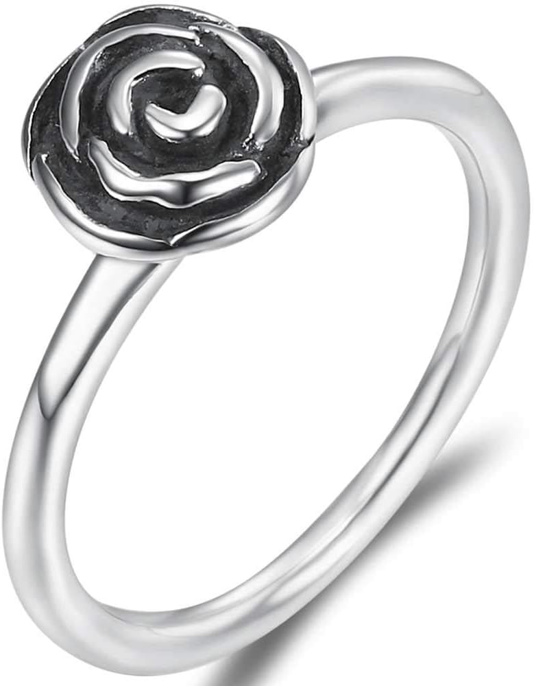 Jude Jewelers Retro Vintage Stainless Steel Rose Flower Floral Statement Promise Anniversary Statement Wedding Ring