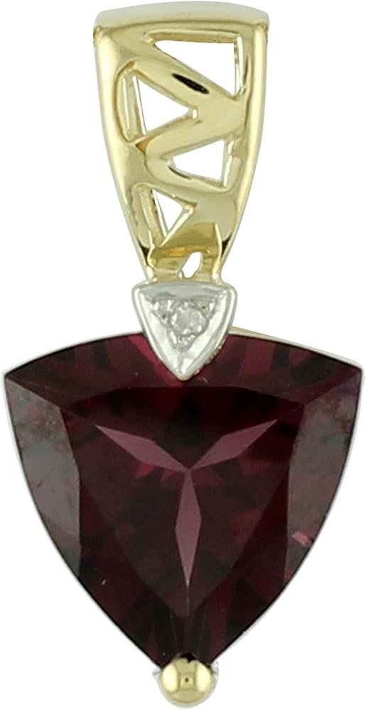 Carillon Rhodolite Natural Gemstone Trillion Shape Pendant 925 Sterling Silver Anniversary Jewelry | Yellow Gold Plated