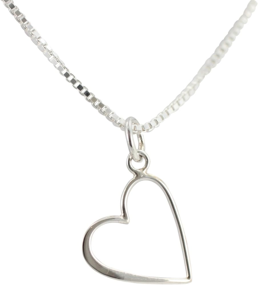 Delicate Heart Necklace in Sterling Silver on an 18" Box Chain for Teen Girls or Women, 6990