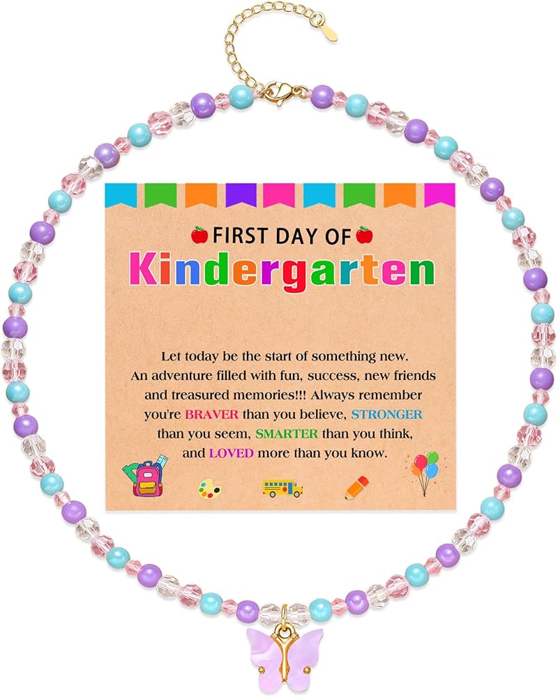 First Day of Kindergarten Gifts Beautiful Butterfly Beads Necklace for Girls