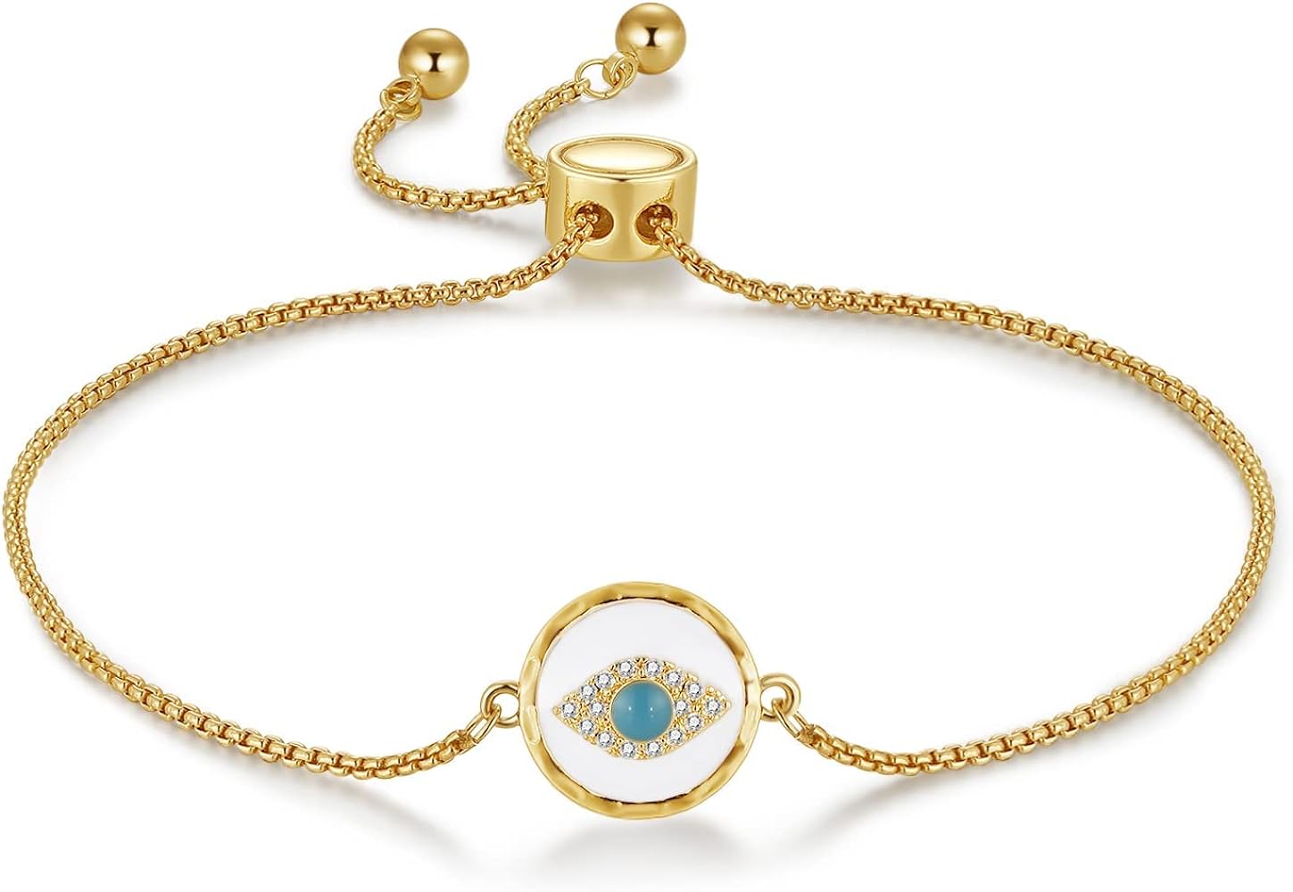 Evil Eye Bracelet for Women Gold Plated Adjustable Cute Chain Tiny Link Bracelet Blue Eye Fashion Jewelry Gift for Teen Girls