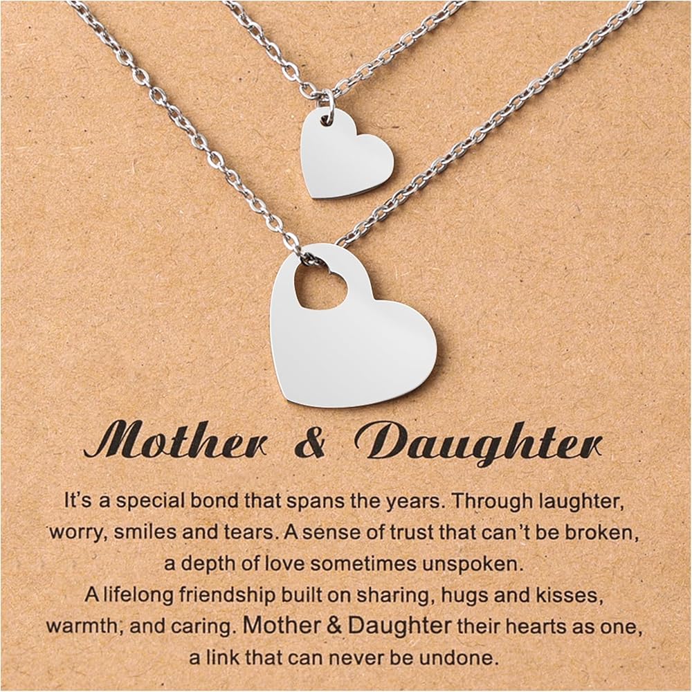 Back to School Gifts for Mom Daughter, Mother Daughter Necklace Set for 2, Jewelry Gifts for girl women, Mommy and Me Necklace, Mom Gifts from Daughters, Birthday Gifts for Daughter