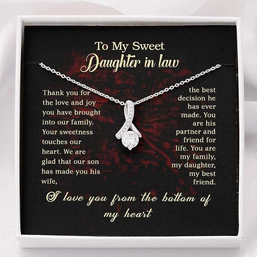 Message Card Jewelry, Handmade Necklace, Pesonalized Daughter Necklace, Daughter-In-Law Necklace, To My Daughter-in-Law Necklace Gift For Her, Necklace Gift Anniversary Birthday