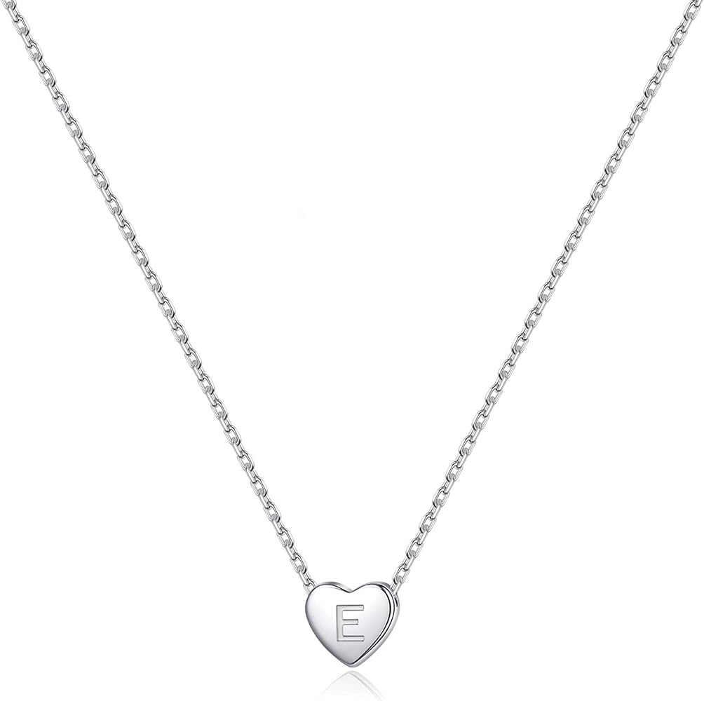 MONOOC Heart Initial Necklaces for Women Girls - S925 Sterling Silver Necklaces for Teen Girls Heart Necklace Tiny Letter Necklaces for Girls Kids Jewelry Teen Girl Gifts