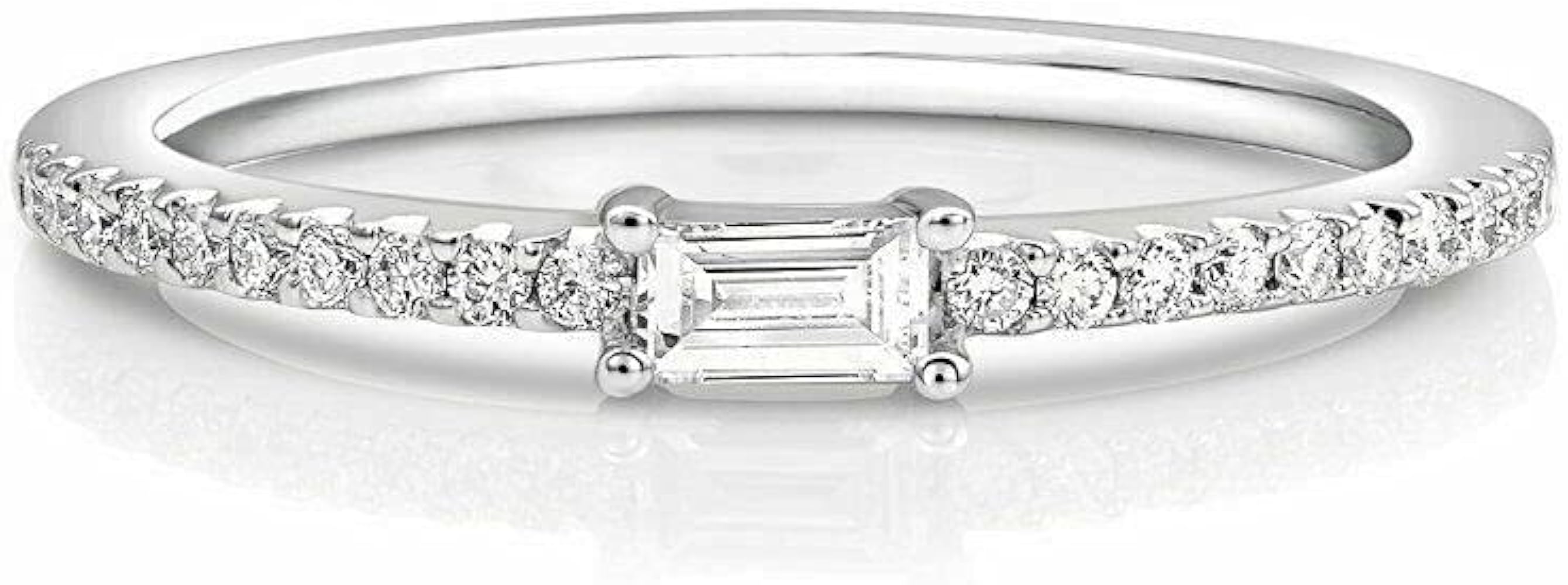 2ct Baguette Cut Diamond Half Eternity Minimal Wedding Band 14k White Gold Plated