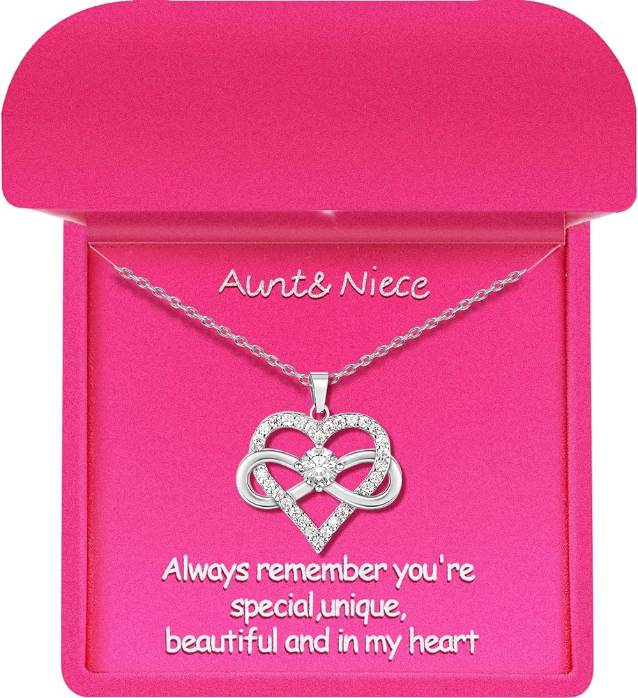 Aunt Gifts from Niece - Niece Gifts from Auntie - Aunt Niece Necklace with Recording Box for Birthday Christmas Valentine's Day Wedding, Including Thoughtful Message Card