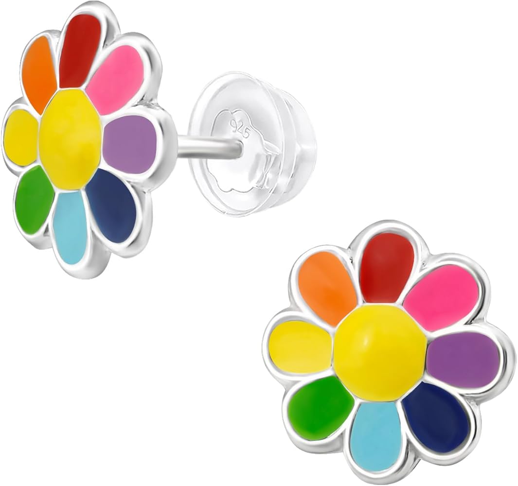 925 Sterling Silver Children's Flower Stud Earrings