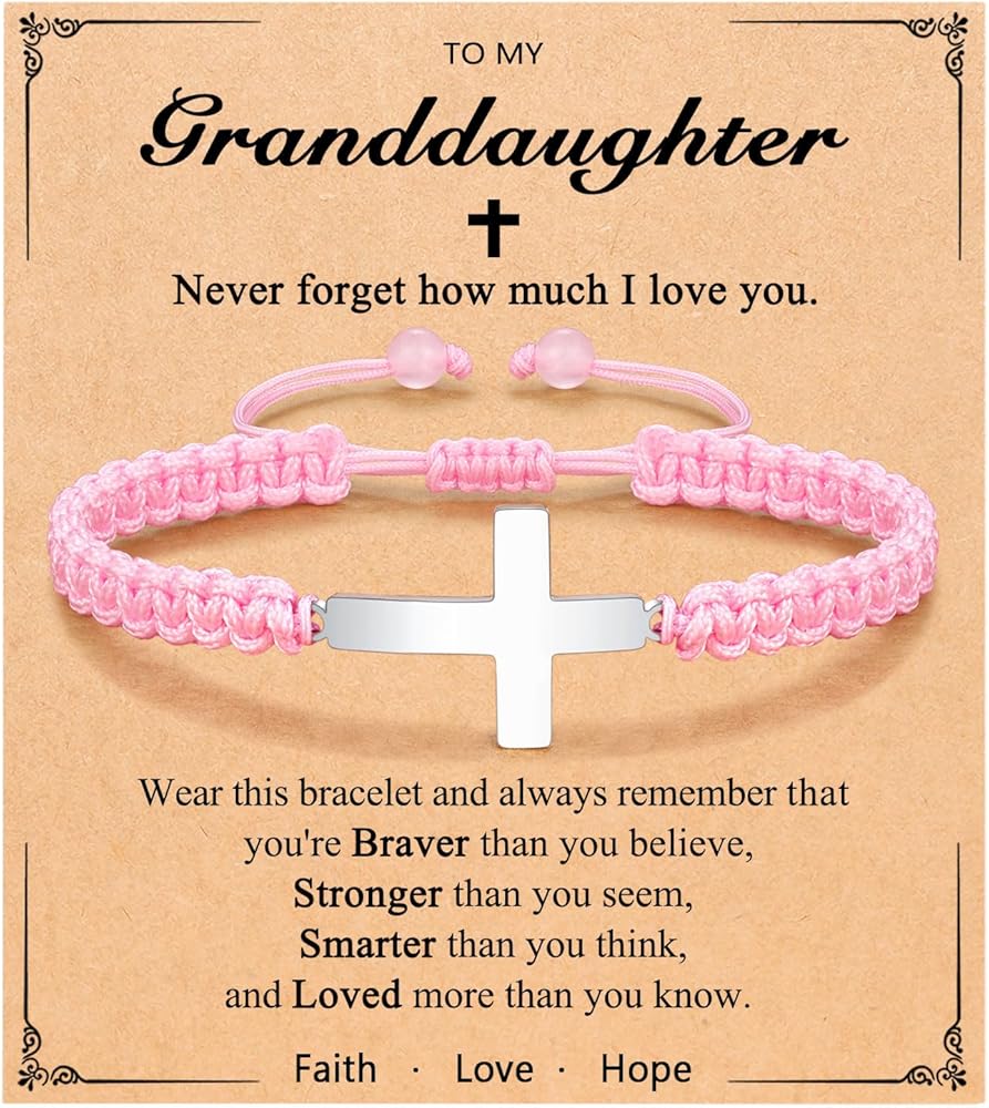 Cross Braided Bracelet for Girls Easter Birthday Christmas Gifts for Daughter Granddaughter Niece