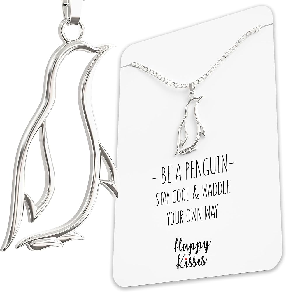 Penguin Necklace Gift For Girls – Happy Penguin Pendant Charm With Funny Gift Card “Stay Cool & Waddle Your Own Way”