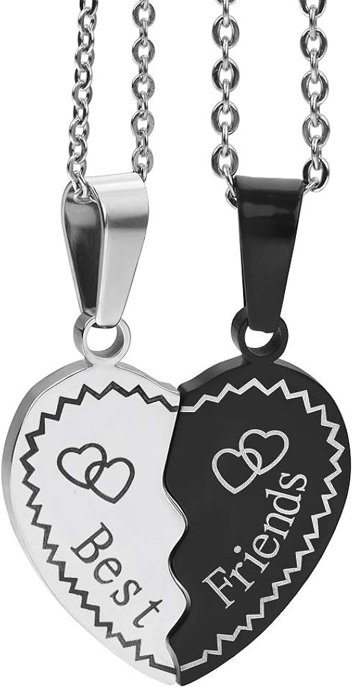 Best Friends Necklaces for 2 BFF Heart Necklace Stainless Steel Bestfriends Pendant Friendship Gifts